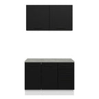 Kit con Bajo Mesada y Alacena Multiuso 120 cm Blanco/Negro Agata Madesa