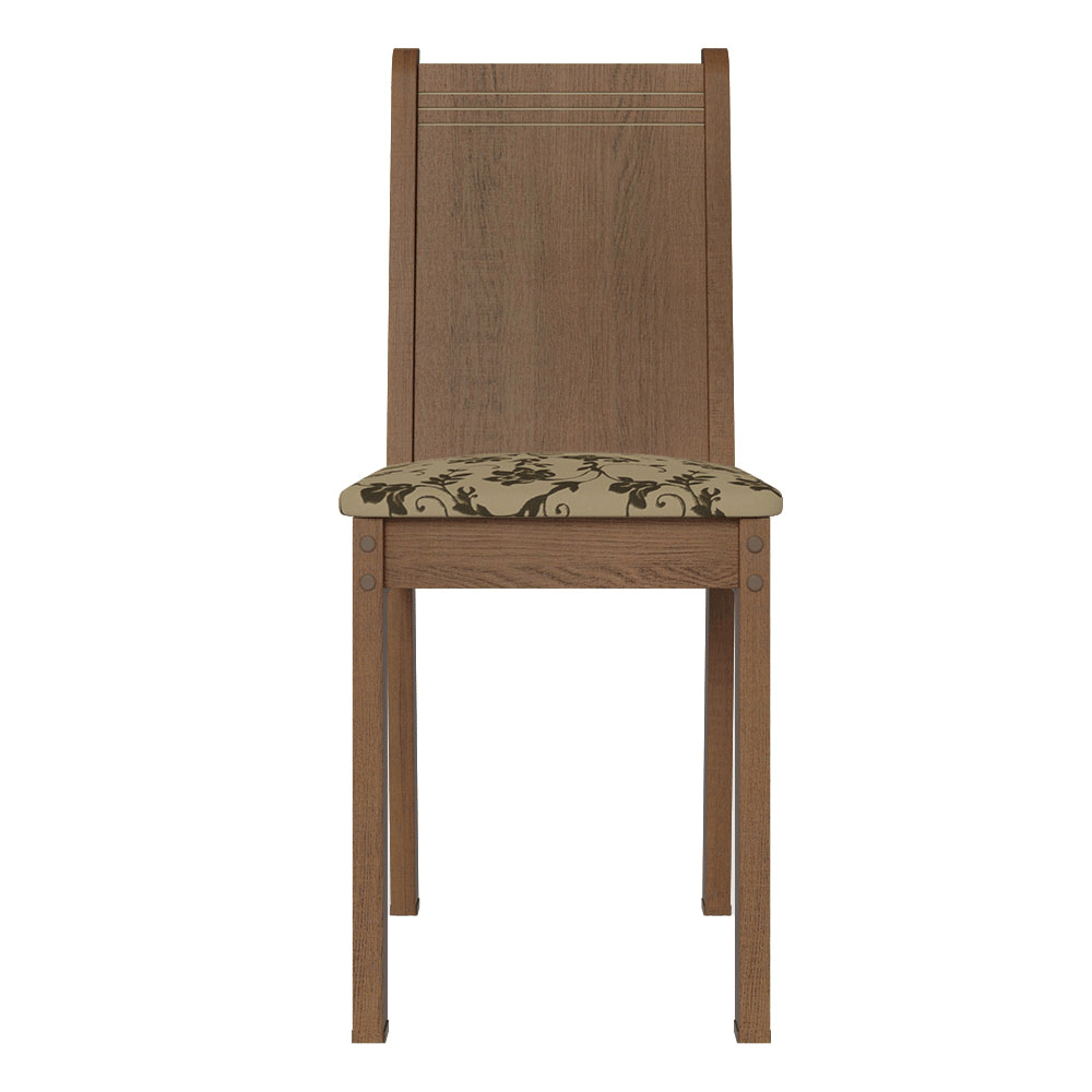 Conjunto Comedor Mesa Mesada de Vidro 4 Sillas Marrón/Bege Marrom Camélia Madesa