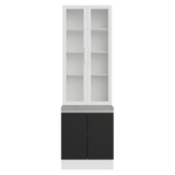Kit Bajo Mesada + Cristalero 70cm Blanco/Negro Glamy Madesa 02