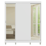 Placard Matrimonial con Patas 180 cm 3 Puertas con Espejos Reno Blanco