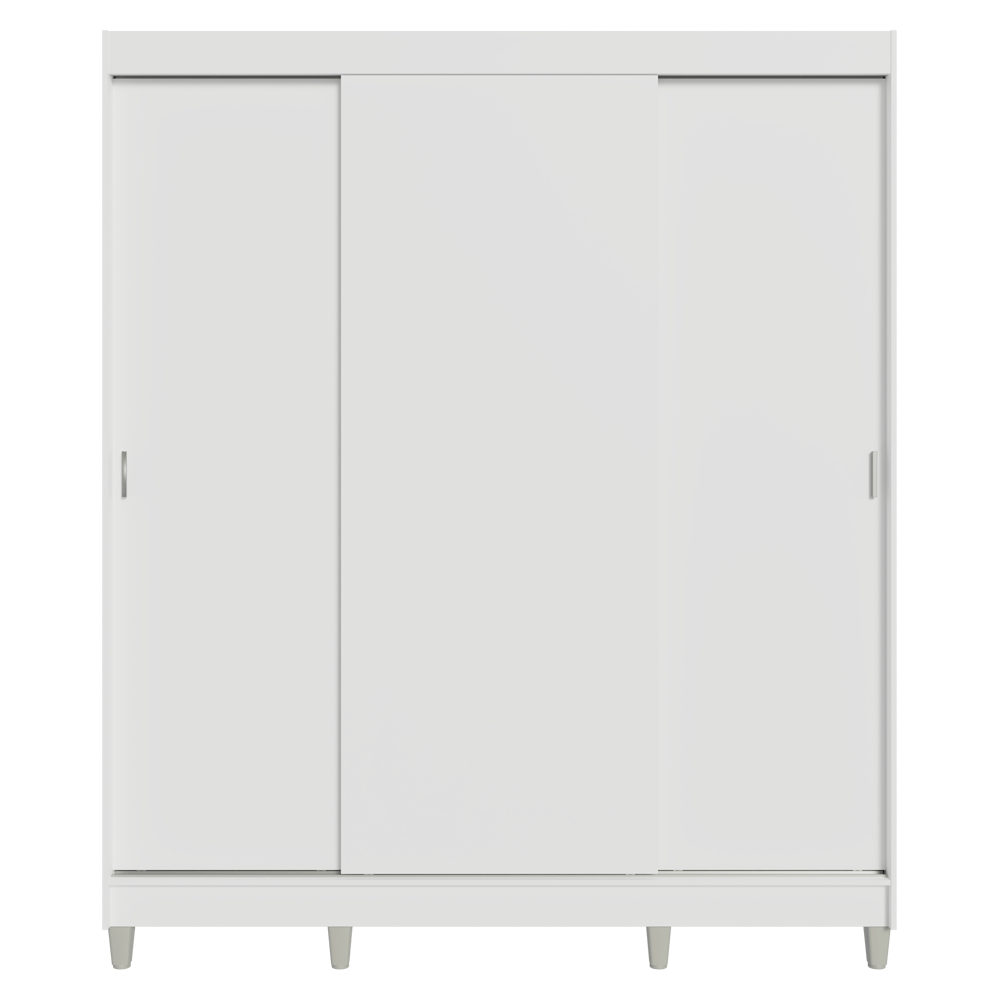 Placard Matrimonial con Patas 180 cm 3 Puertas Reno Blanco