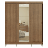 Placard Matrimonial con Patas 180 cm 3 Puertas con Espejo Reno Marrón