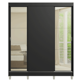 Placard Matrimonial con Patas 180 cm 3 Puertas con Espejos Reno Negro