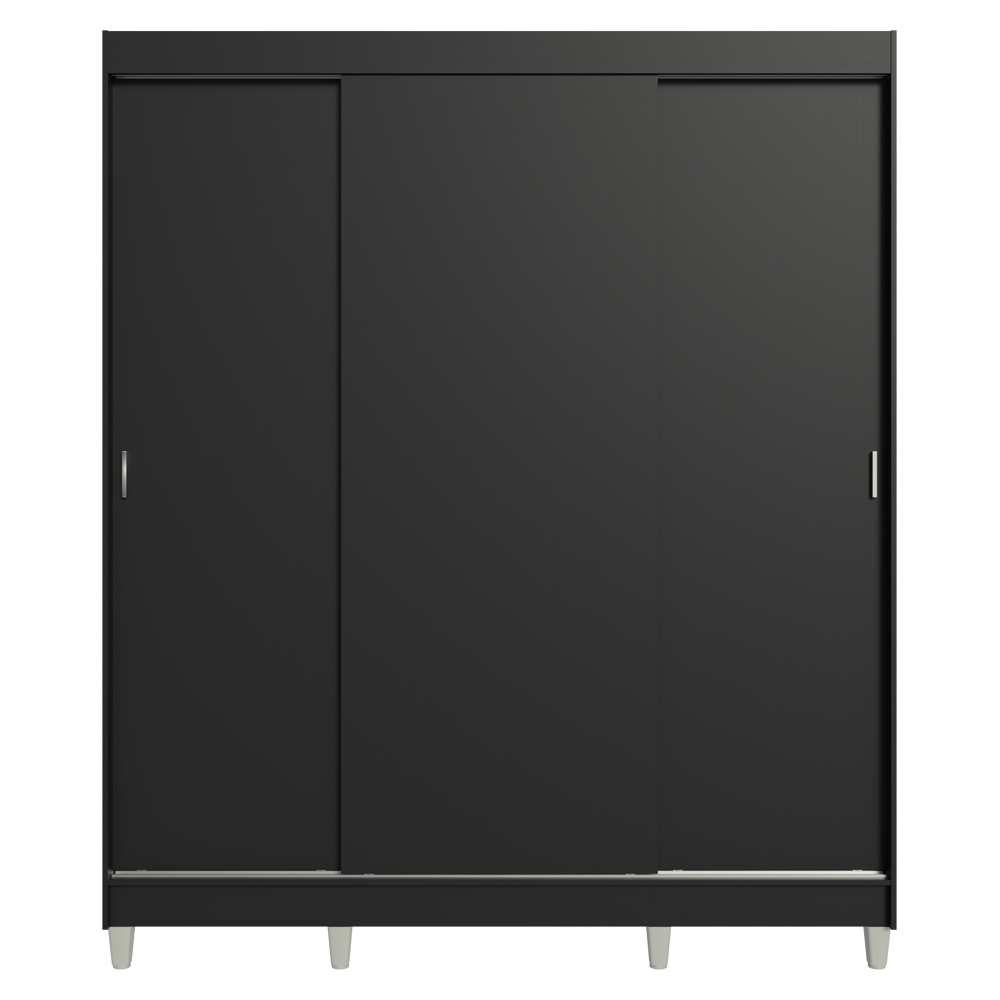 Placard Matrimonial con Patas 180 cm 3 Puertas Reno Negro