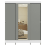 Placard Matrimonial con Patas 180 cm 3 Puertas con Espejo Reno Blanco/Gris