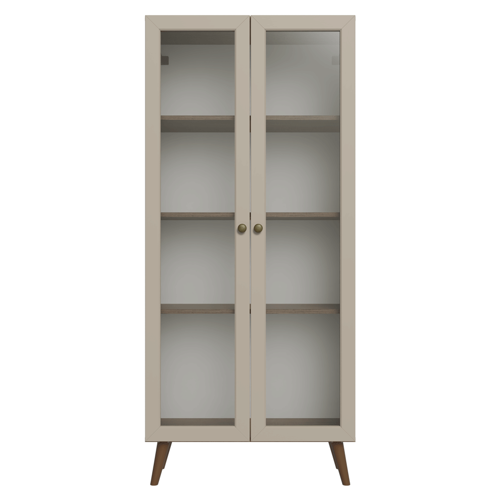Cristalero 70 cm 2 Puetas de Vidrio con Patas Cónicas Marrón/Crema/Marrón Vik Madesa
