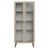 Cristalero 70 cm 2 Puetas de Vidrio con Patas Cónicas Marrón/Crema/Marrón Vik Madesa