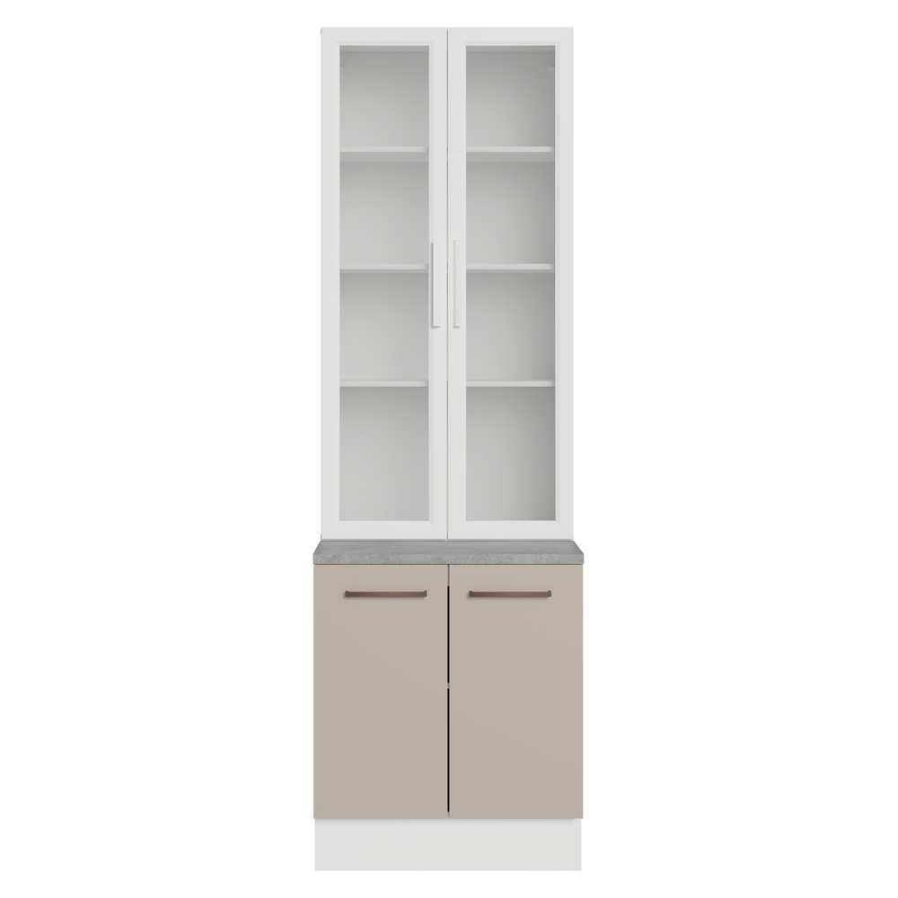 Kit Bajo Mesada + Cristalero 70cm Blanco/Crema Agata Madesa 02