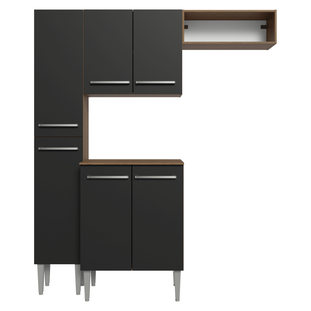 Cocina Compacta 156 cm Emilly Marrón/Negro 01