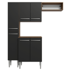 Cocina Compacta 156 cm 6 Puertas 1 Nicho Abierto Marrón/Negro Emilly Madesa