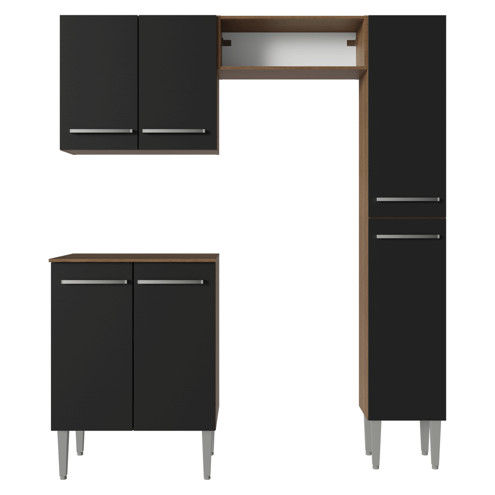 Cocina Compacta 156 cm Emilly Marrón/Negro 02