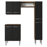 Cocina Compacta 156 cm Emilly Marrón/Negro 02