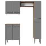 Cocina Compacta 156 cm Emilly Marrón/Gris 02
