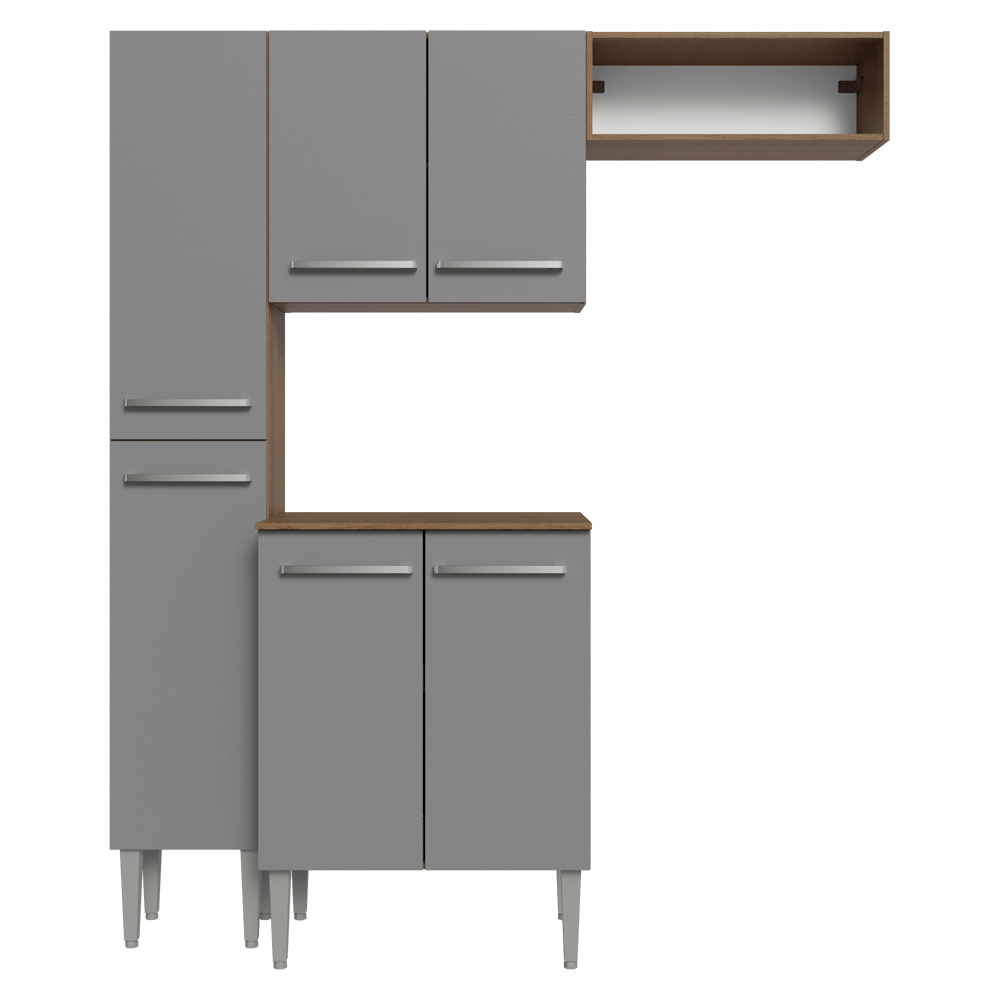 Cocina Compacta 156 cm Emilly Marrón/Gris 03