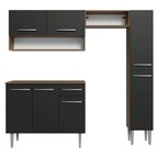 Cocina Compacta 197 cm 7 Puertas 1 Cajón Marrón/Negro Emilly Madesa