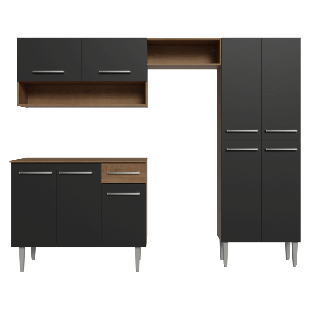 Cocina Compacta 229 cm Emilly Marrón/Negro 017