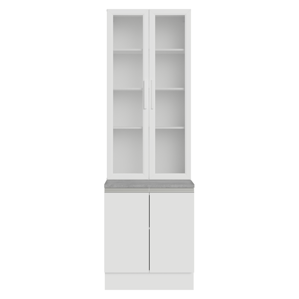 Kit Bajo Mesada + Cristalero 70cm Blanco Glamy Madesa 02