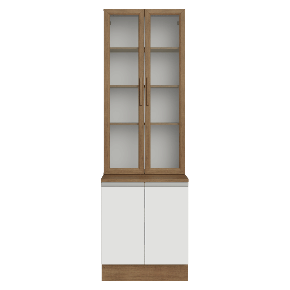 Kit Bajo Mesada + Cristalero 70cm Marrón/Blanco Glamy Madesa 02