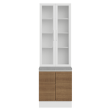 Kit Bajo Mesada + Cristalero 70cm Blanco/Marrón Glamy Madesa 02
