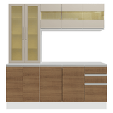 Cocina Compacta 180 cm Smart 100% MDF Blanco/Marrón/Crema 03