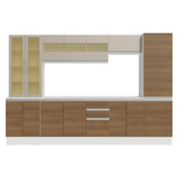 Combo de Cocina 290 cm Smart 100% MDF Blanco/Marrón/Crema 01