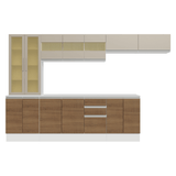 Combo Completo de Cocina 100% MDF 300 cm Blanco/Marrón/Crema Smart Madesa 04