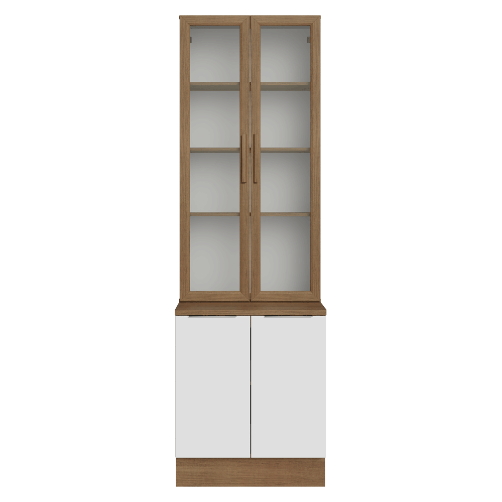 Kit Bajo Mesada + Cristalero 70cm Marrón/Blanco Stella Madesa 02