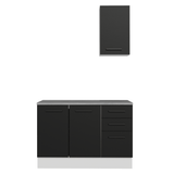 Vanitory 120cm 3 Puertas 3 Cajones Blanco/Negro Agata 01