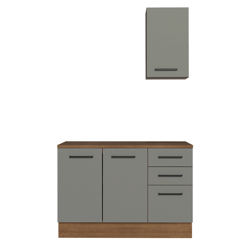 Vanitory 120cm 3 Puertas 3 Cajones Marrón/Gris Agata 01