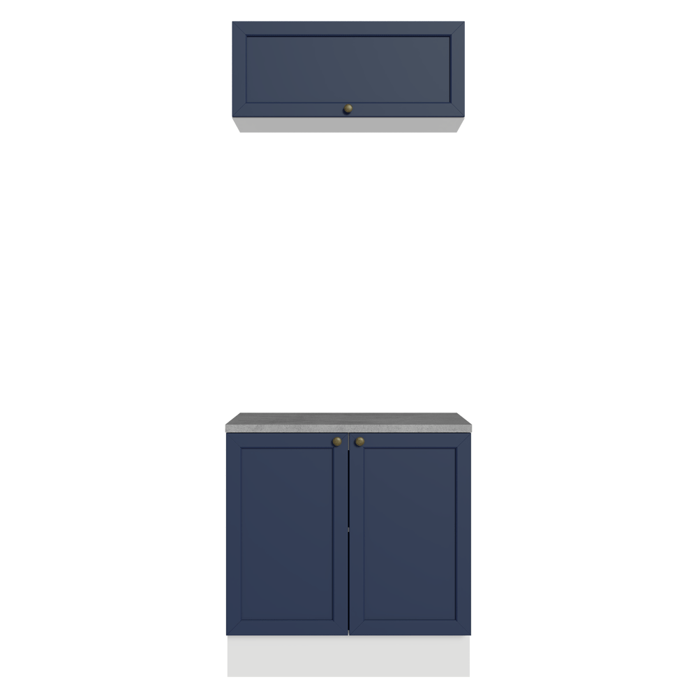 Vanitory 80cm 3 Puertas Blanco/Azul Vik 02