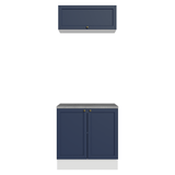 Vanitory 80cm 3 Puertas Blanco/Azul Vik 02