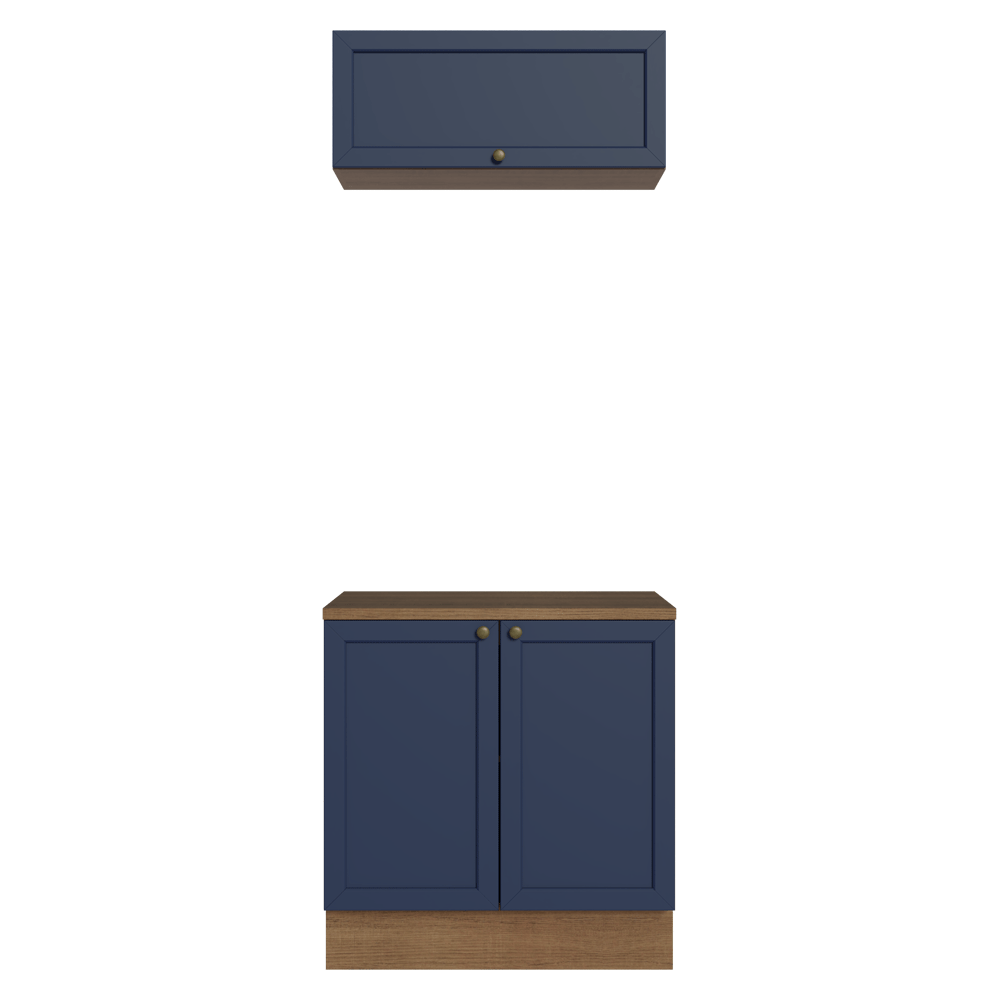 Vanitory 80cm 3 puertas Marrón/Azul Vik 02