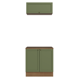 Vanitory 80cm 3 puertas Marrón/Verde Vik 02