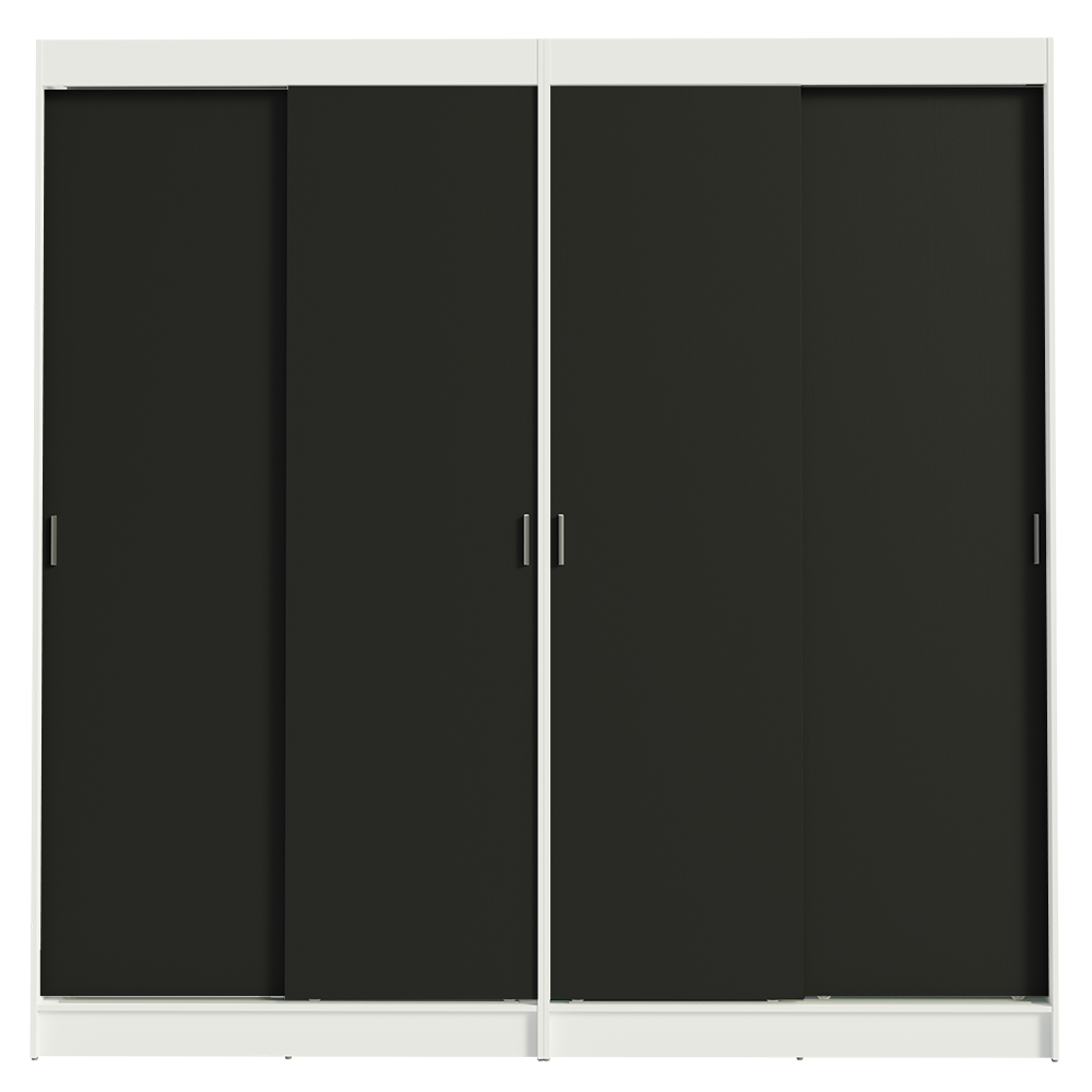 Conjunto 2 Placares 4 Puertas Corredizas Blanco/Negro Tokio Madesa