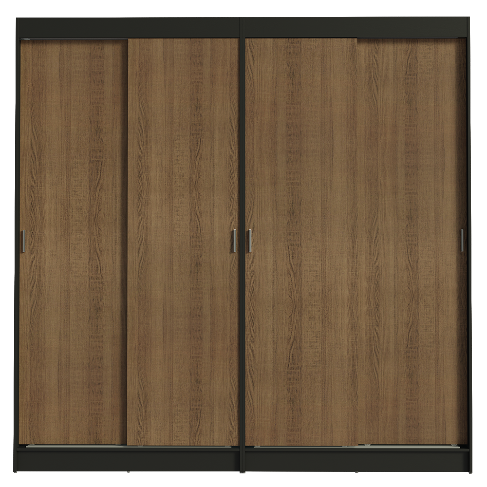Conjunto 2 Placares 4 Puertas Corredizas Negro/Marrón Tokio Madesa