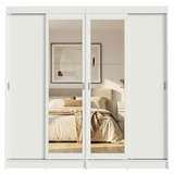 Conjunto 2 Placares 4 Puertas Corredizas con 2 Espejos Blanco Tokio Madesa