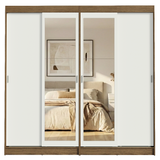 Conjunto 2 Placares 4 Puertas Corredizas con 2 Espejos Marrón/Blanco Tokio Madesa