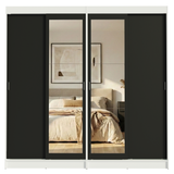 Conjunto 2 Placares 4 Puertas Corredizas con 2 Espejos Blanco/Negro Tokio Madesa