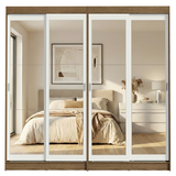 Conjunto 2 Placares 4 Puertas Corredizas con 4 Espejos Marrón/Blanco Tokio Madesa