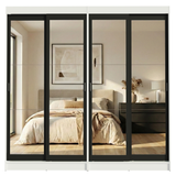 Conjunto 2 Placares 4 Puertas Corredizas con 4 Espejos Blanco/Negro Tokio Madesa
