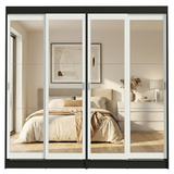 Conjunto 2 Placares 4 Puertas Corredizas con 4 Espejos Negro/Blanco Tokio Madesa