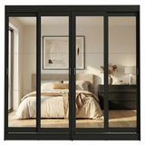 Conjunto 2 Placares 4 Puertas Corredizas con 4 Espejos Negro Tokio Madesa