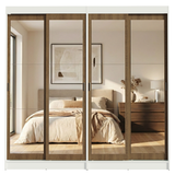 Conjunto 2 Placares 4 Puertas Corredizas con 4 Espejos Blanco/Marrón Tokio Madesa