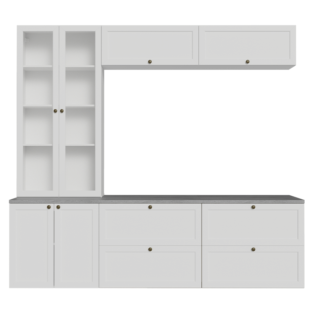 Centros de Entretenimiento con Rack + Cristaleiro 230 cm Blanco Vik Madesa 01