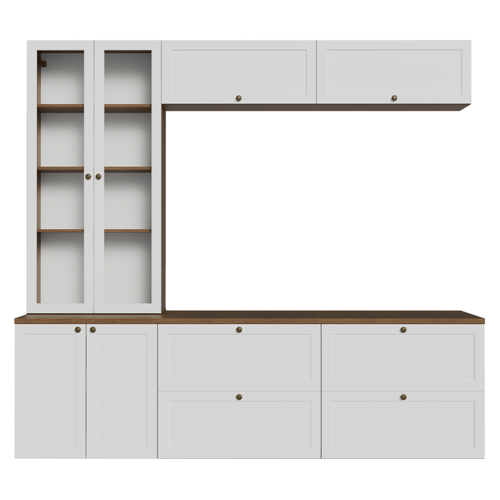 Centros de Entretenimiento con Rack + Cristaleiro 230 cm Marrón/Blanco Vik Madesa 01