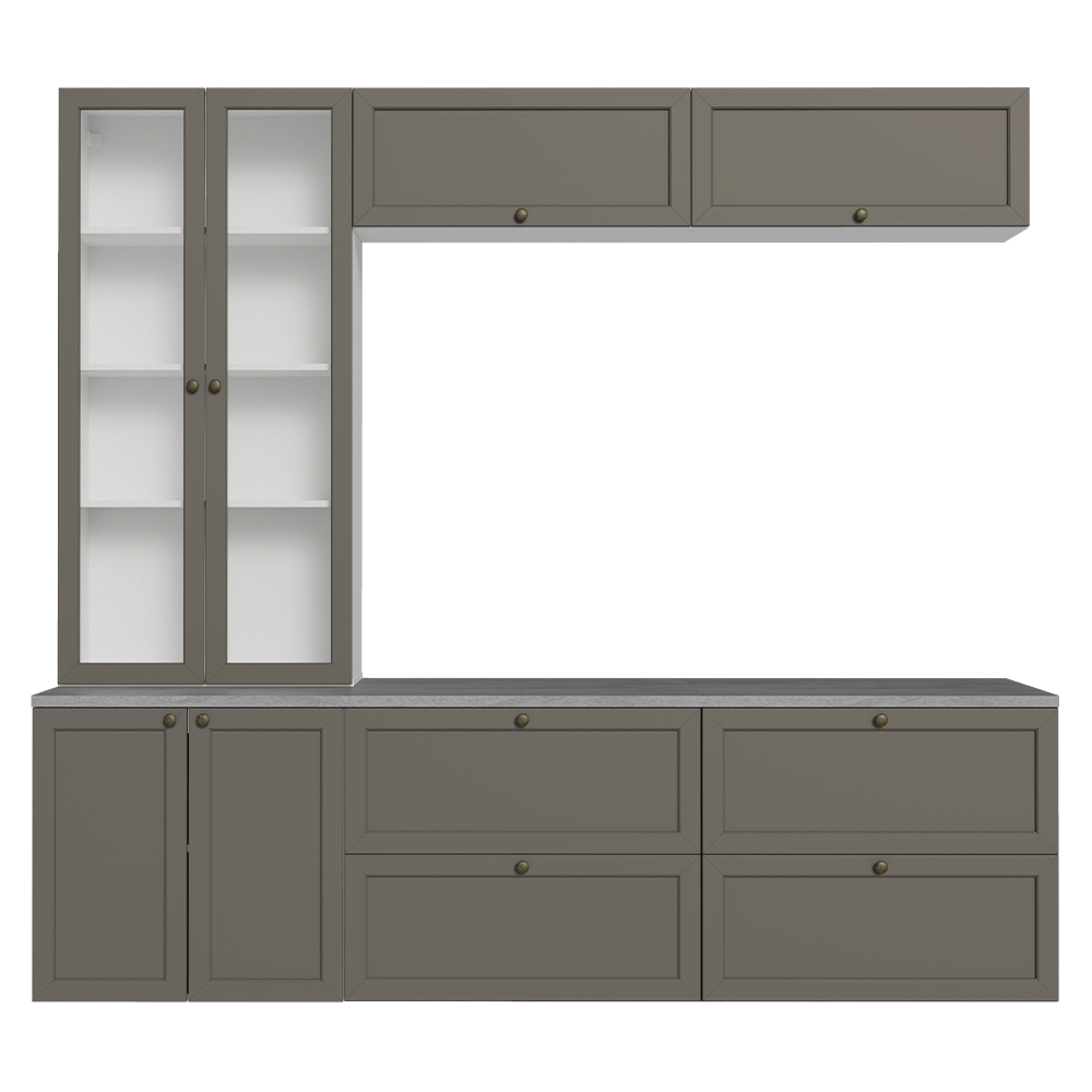 Centros de Entretenimiento con Rack + Cristaleiro 230 cm Blanco/Gris Vik Madesa 01