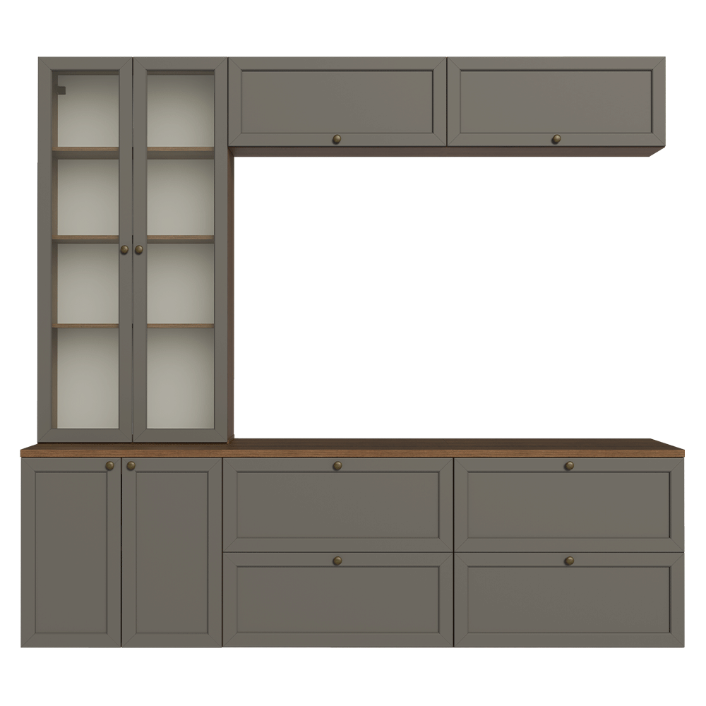 Centros de Entretenimiento con Rack + Cristaleiro 230 cm Marrón/Gris Vik Madesa 01