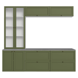 Centros de Entretenimiento con Rack + Cristaleiro 230 cm Blanco/Verde Vik Madesa 01