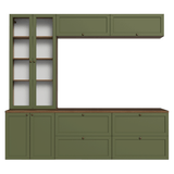 Centros de Entretenimiento con Rack + Cristaleiro 230 cm Marrón/Verde Vik Madesa 01
