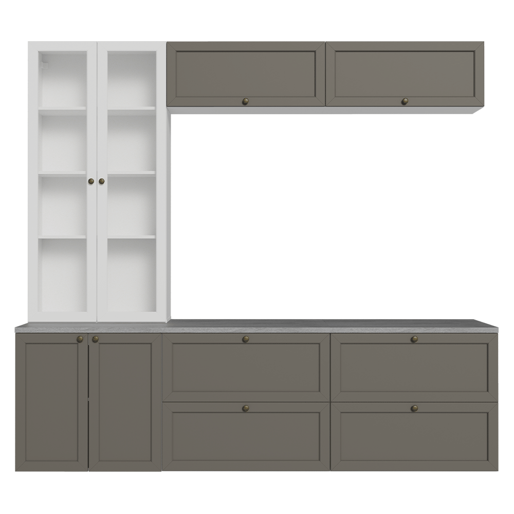 Centros de Entretenimiento con Rack + Cristaleiro 230 cm Blanco/Gris/Blanco Vik Madesa 01